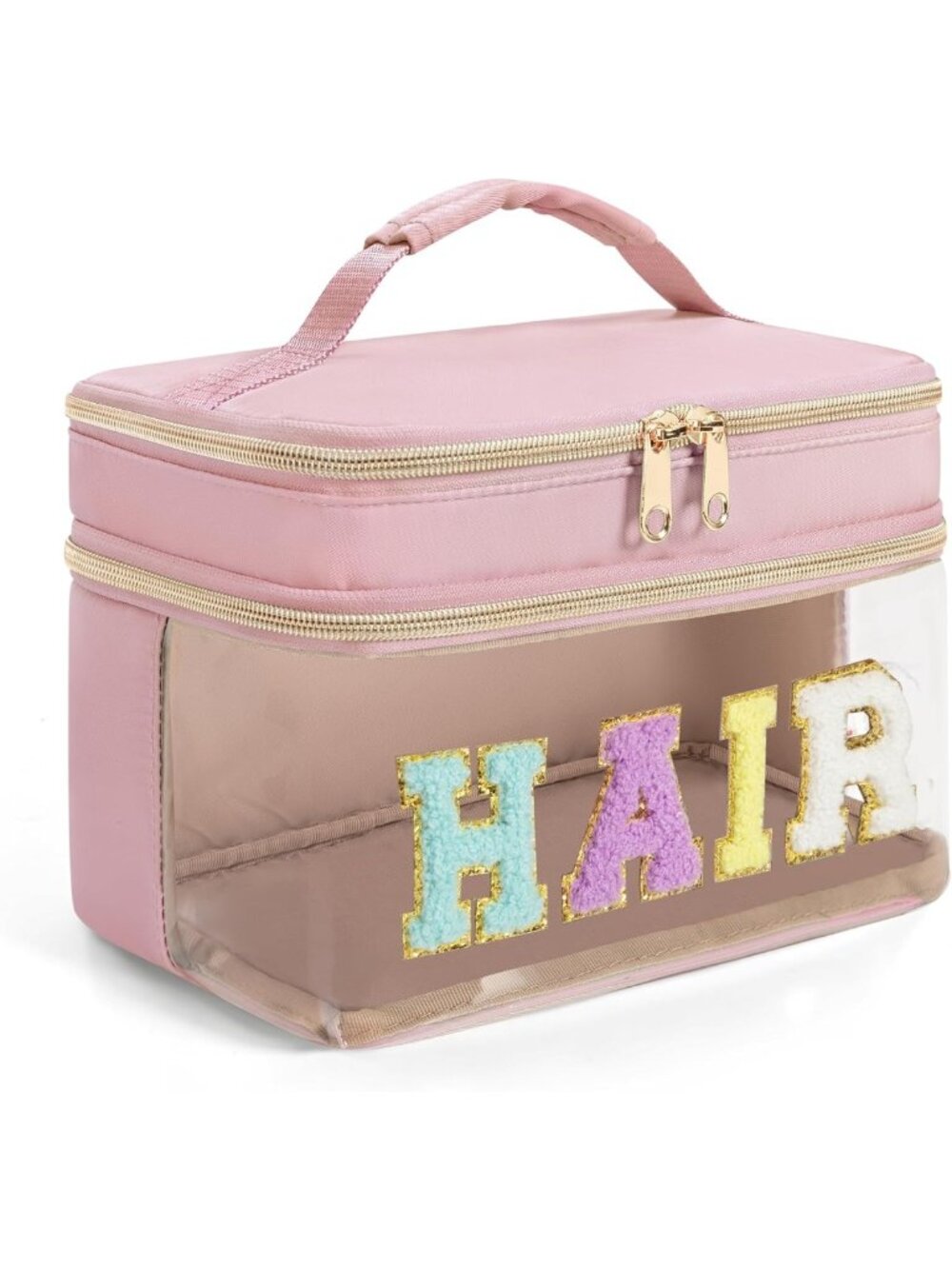 Double Layer Hair Accessories Organizer & Preppy Makeup Bag for Girls